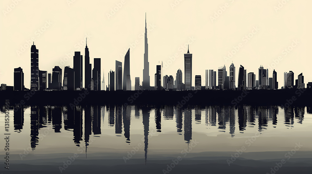 Fototapeta premium silhouette dubais skyline