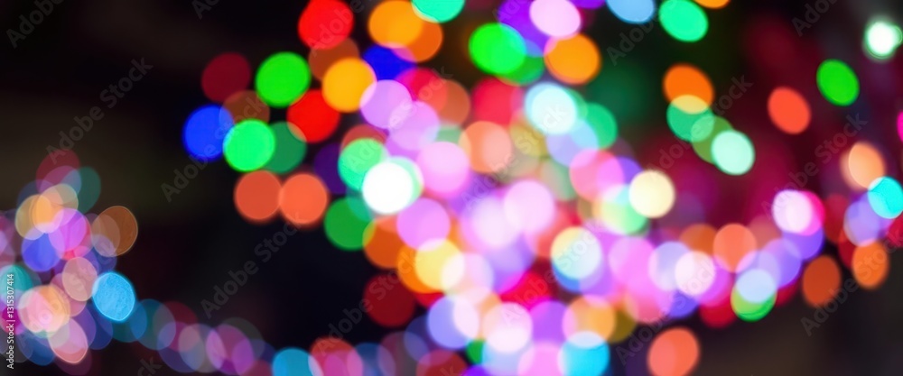 Twinkling multi-colored Christmas lights create a festive, blurred bokeh background, glow, vibrant Twinkling multi-colored Christmas lights create a festive, blurred bokeh background, glow, vibrant