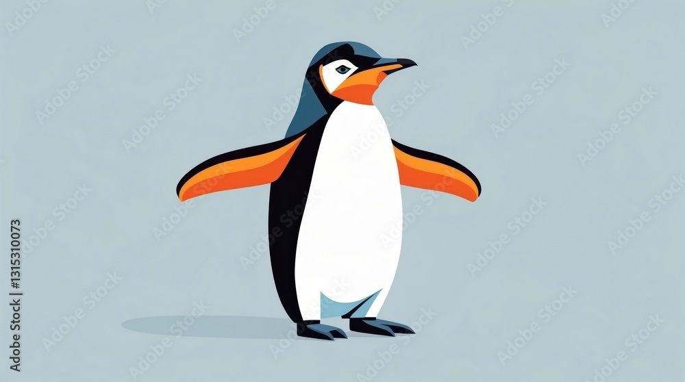 Fototapeta premium Stylish Penguin Illustration with Vibrant Colors and Modern Design for Creative Projects