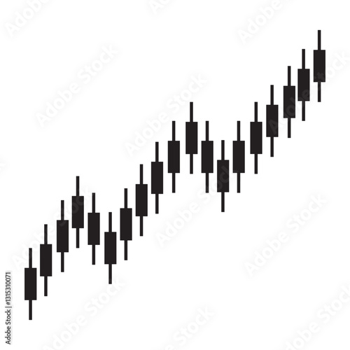Rising Financial Candlestick Chart Silhouette Demonstrating Investing Growth and Prosperity