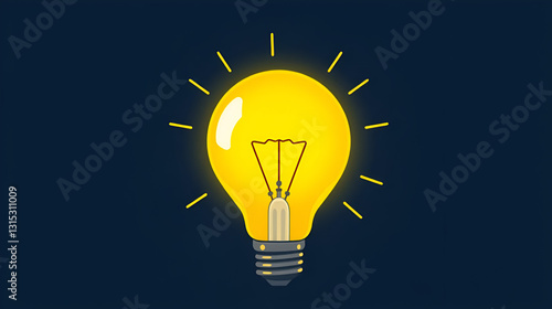 Cartoon glowing yellow light bulb