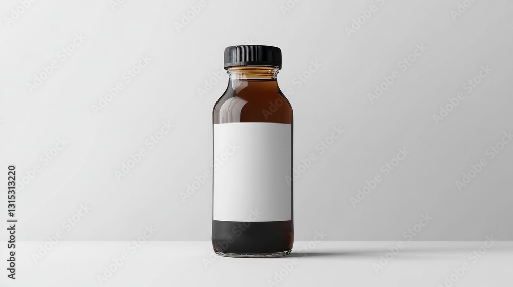 Obraz premium Small amber glass bottle with blank label