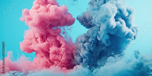 Colorful smoke explosion effect in blue background for graphic design
