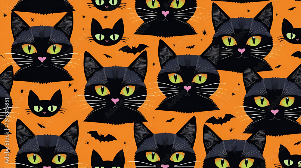Halloween cat spooky eyes pattern Halloween cat spooky eyes pattern