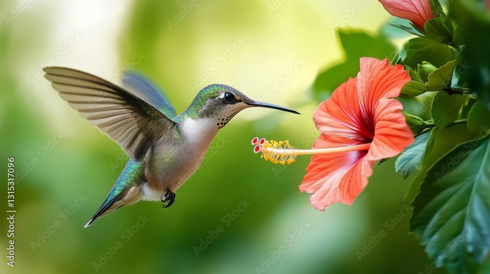 Fototapeta premium Generic Hummingbird Sipping Perspective Nectar Focus