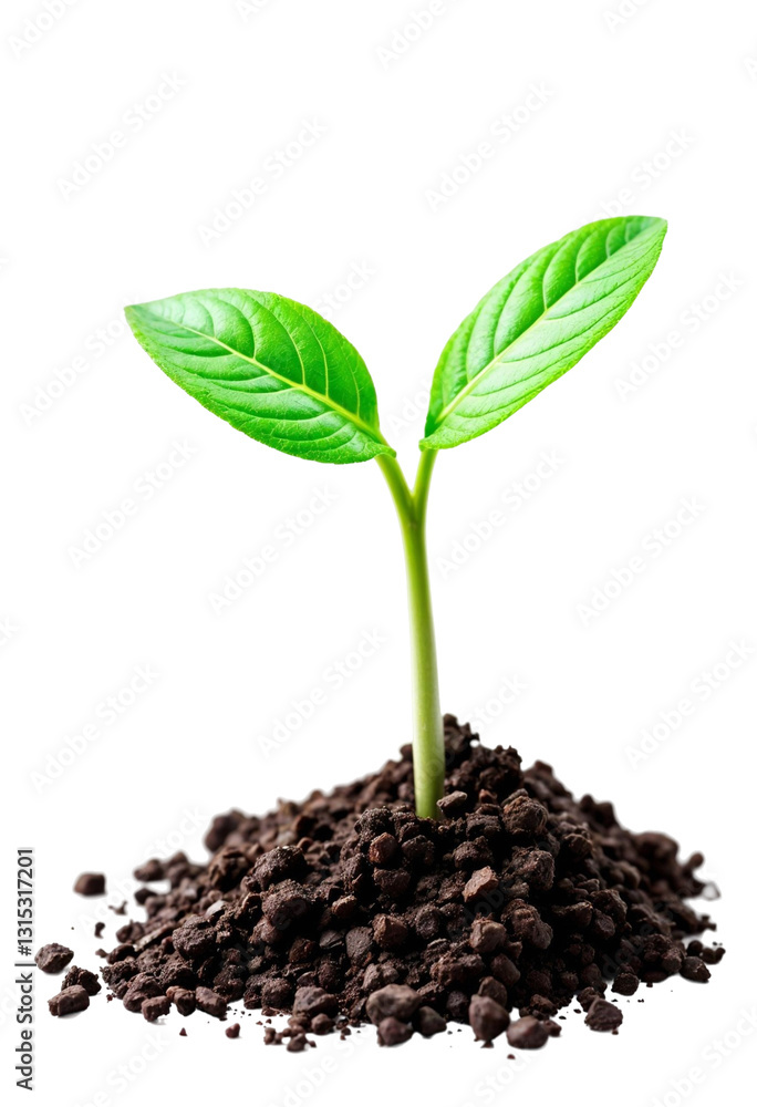 Naklejka premium young green plant isolated on white or transparent background