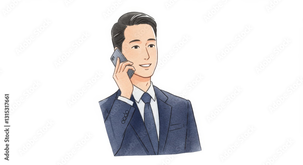 Businessman on Mobile Phone Call - Smiling Asian businessman in suit making a phone call.Professional communication concept Businessman on Mobile Phone Call - Smiling Asian businessman in suit making a phone call.Professional communication concept