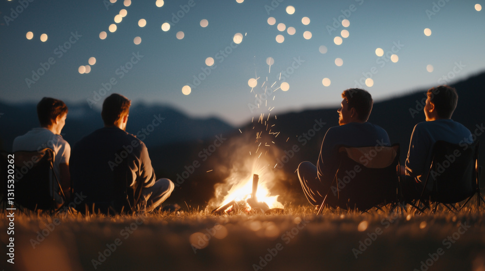 Support Group Sharing Stories by a Campfire Under the Stars Support Group Sharing Stories by a Campfire Under the Stars