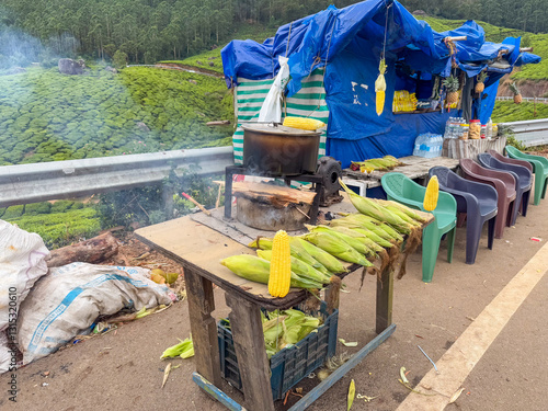 Street-Side Corn Stall in Munnar, Kerala