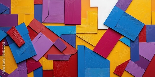 Bold geometric art composition with textured acrylic paint shapes