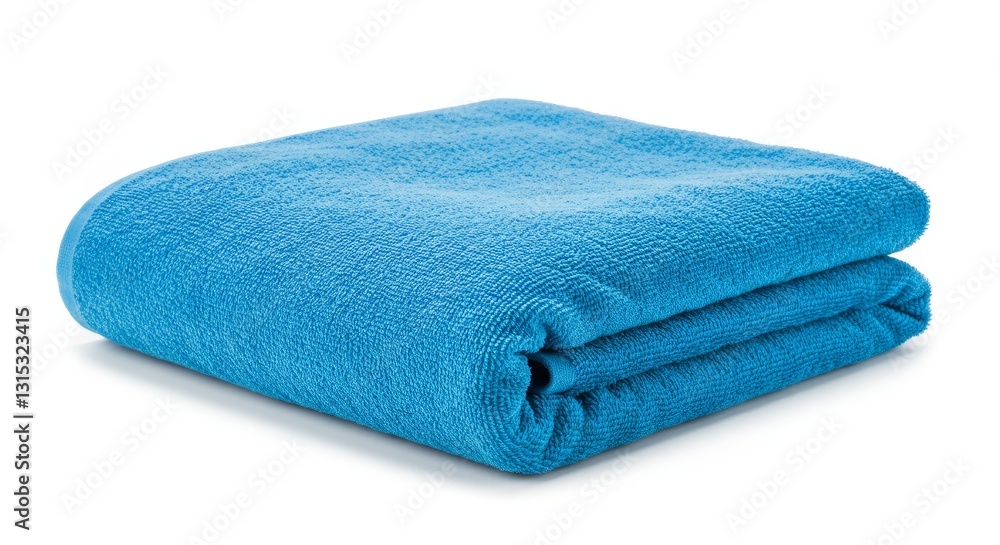 Soft Blue Bath Towel - A folded, soft blue bath towel isolated on a white background. Perfect for relaxation and comfort Soft Blue Bath Towel - A folded, soft blue bath towel isolated on a white background. Perfect for relaxation and comfort
