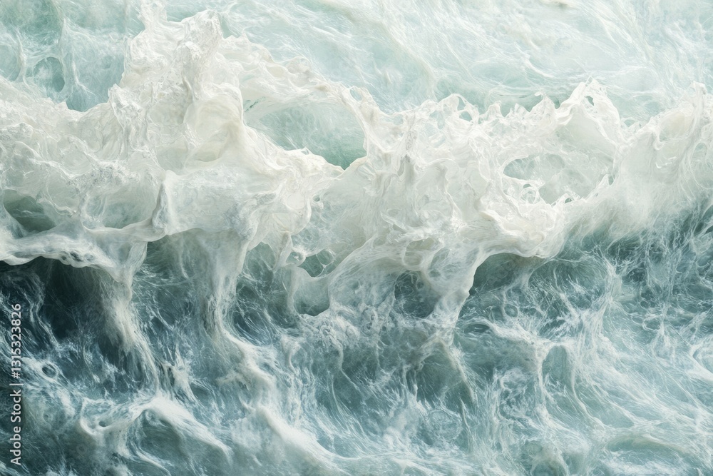 Abstract close-up of churning ocean water, showcasing intricate foam and texture. Abstract close-up of churning ocean water, showcasing intricate foam and texture.