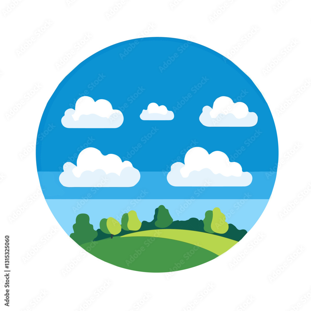 2D flat vector illustration Bright blue skies in spring icon isolated on a white background.
2D flat vector illustration Bright blue skies in spring icon isolated on a white background.