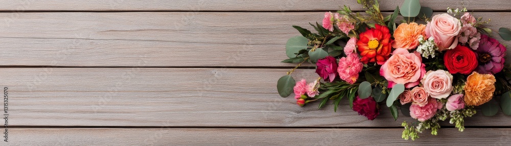 Elegant bohemian-style floral display on reclaimed wood, vintage decor Elegant bohemian-style floral display on reclaimed wood, vintage decor