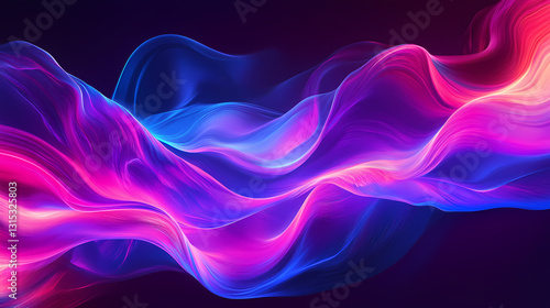 Wallpaper Mural A vibrant abstract image showcasing colorful waves of light in purple, blue, and pink, creating a dynamic, fluid visual effect. Luminous - Cave. Illustration Torontodigital.ca