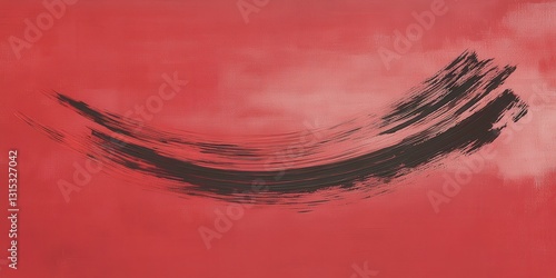 Abstract stroke on vibrant crimson canvas, artistic brushstroke concept