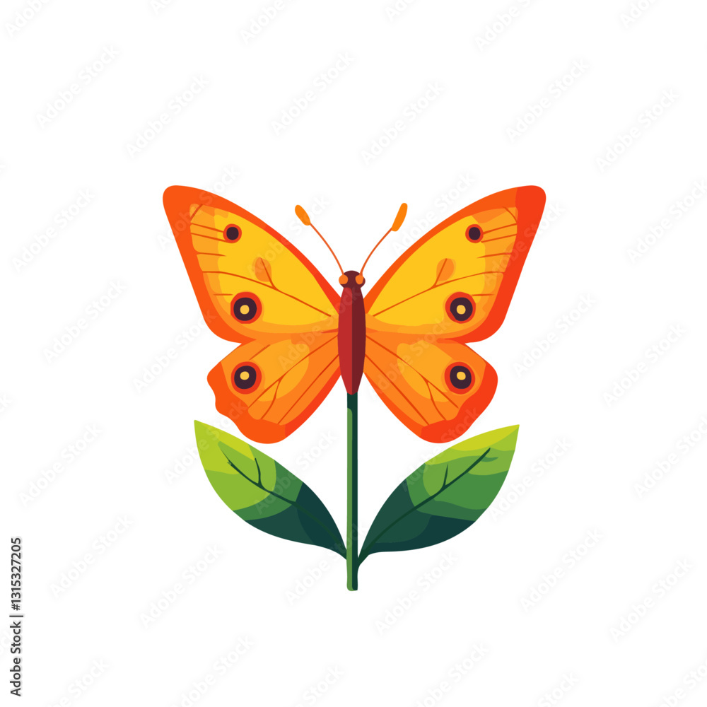 2D flat vector illustration Butterfly on a flower icon isolated on a white background.
2D flat vector illustration Butterfly on a flower icon isolated on a white background.