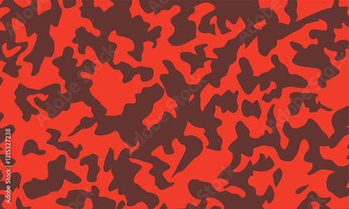 Vector illustration of abstract camouflage fabric design with a mix of red and burgundy color. Camouflage texture natural soft colors background, wallpaper. For hunting and military purposes.