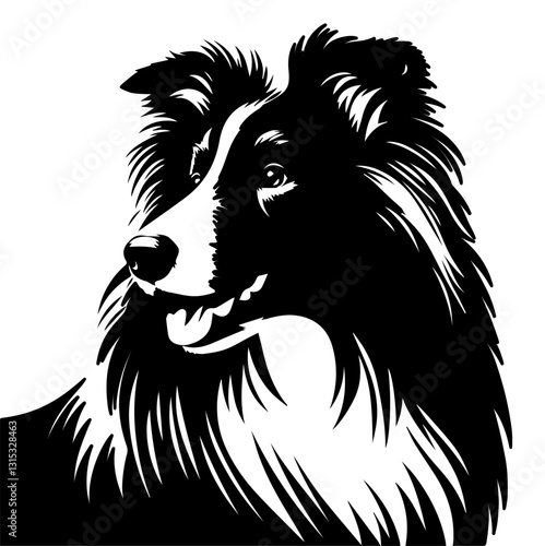 Collie's head is a black and white logo. EPS vector graphics.