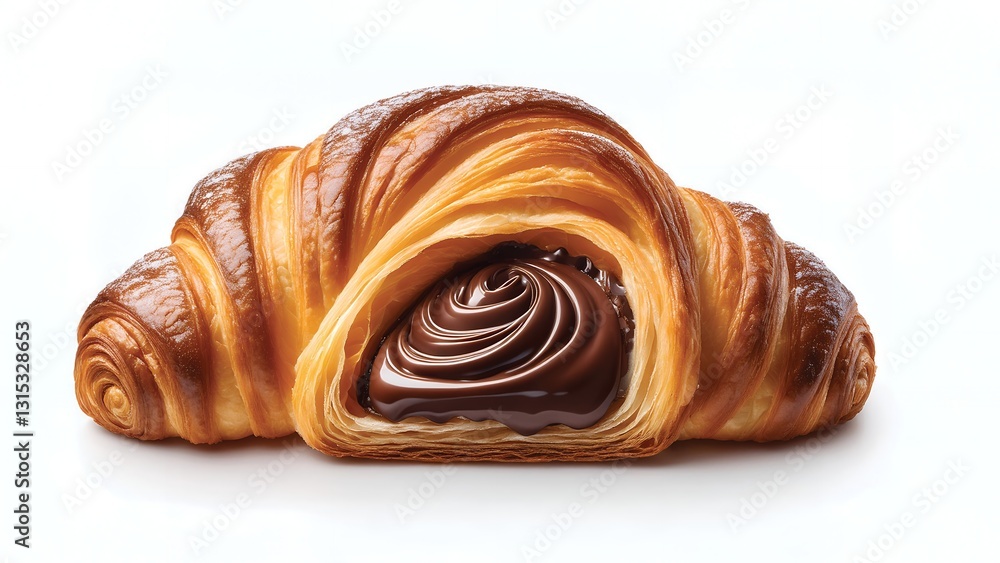 Fototapeta premium Delicious chocolate croissant, ready to be enjoyed.