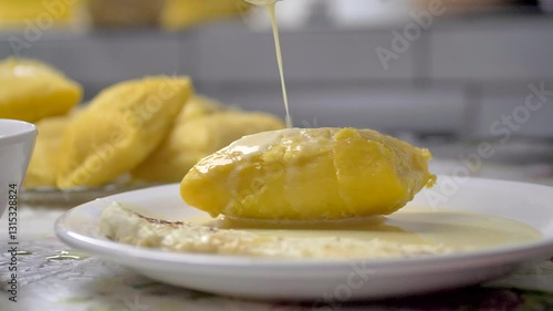 Rural Sao Joao Typical Junina Food, Corn, Canjica, Corn Sauce, Northeast, Pernambuco, Table

