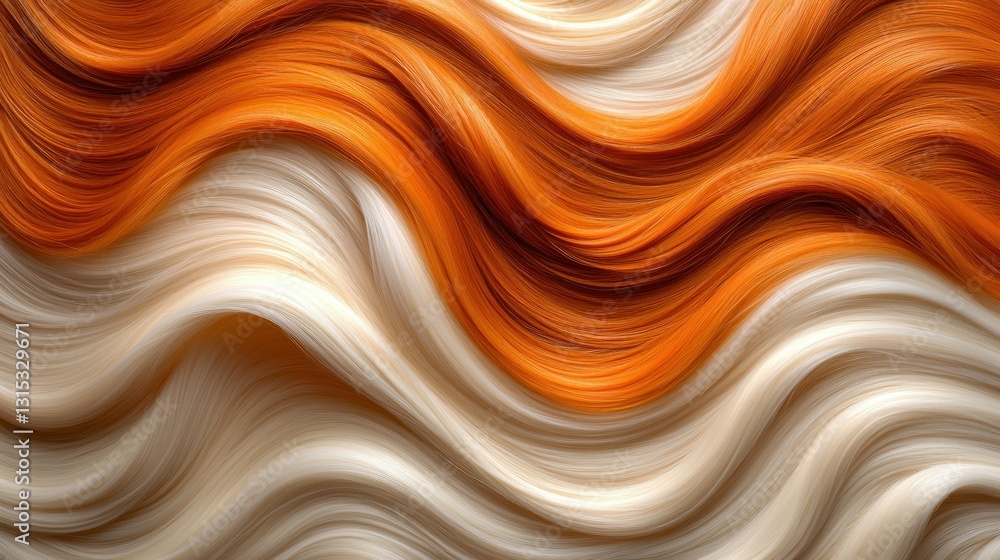 Abstract flowing wavy orange and white strands creating texture and pattern Abstract flowing wavy orange and white strands creating texture and pattern
