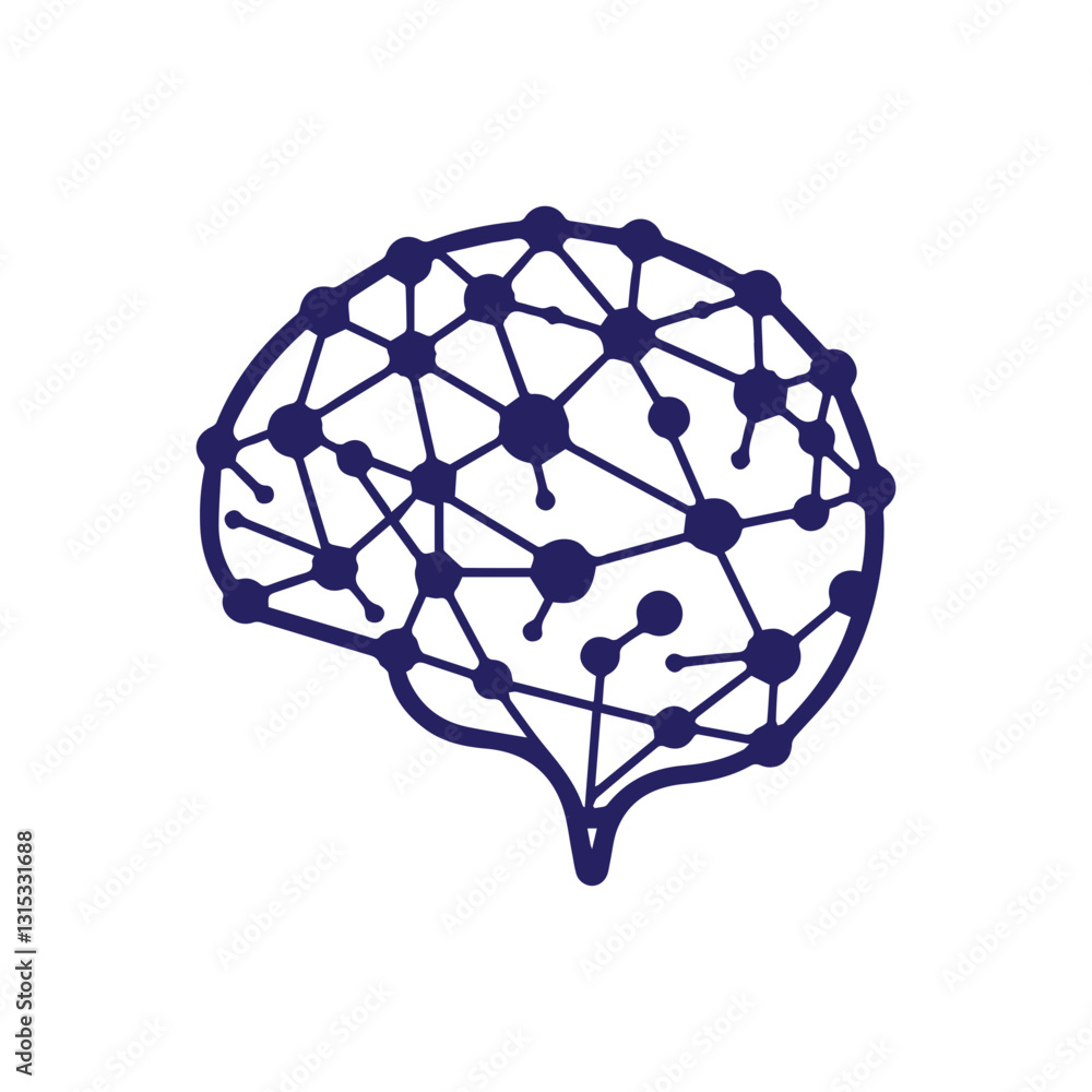 Fototapeta premium modern and minimalist neural network logo modern. Brain tech logo design.