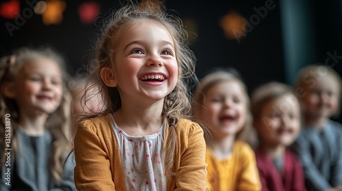 Children Enjoying a Joyful Moment Together While Attending a Fun Event in a Cozy Indoor Space During a Sunny Afternoon