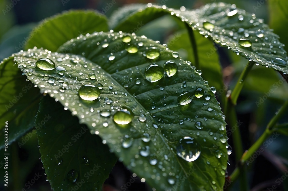 Beautiful raindrops on the leaves of plants. Beautiful raindrops on the leaves of plants.