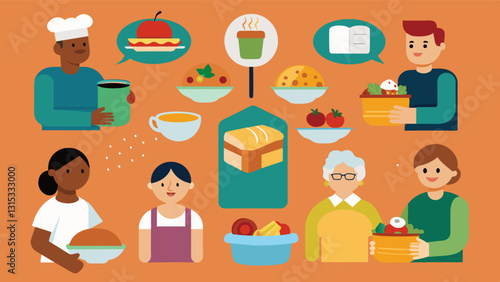 The menu for the community meal service includes a variety of dietary options to accommodate various needs and preferences highlighting the inclusivity and consideration of the. Vector illustration