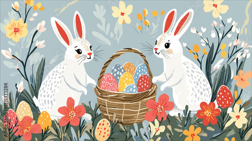 Happy Easter Banner – Cute Bunny and Festive Spring Decorations