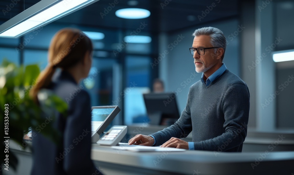 bank manager assisting a customer with financial solutions at a modern branch bank manager assisting a customer with financial solutions at a modern branch
