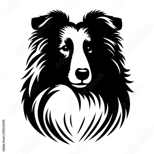 Collie's head is a black and white logo. EPS vector graphics.