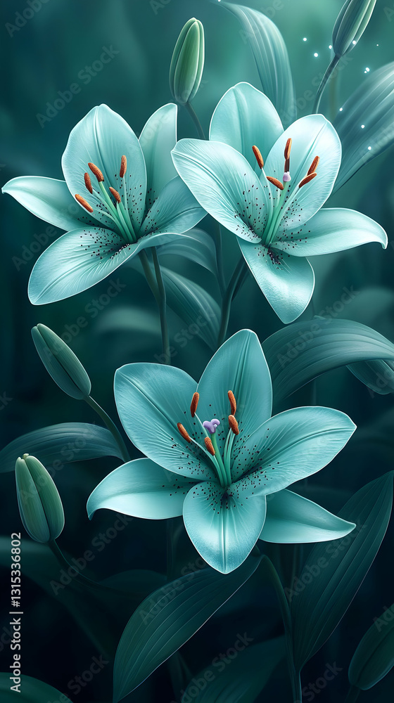 Obraz premium Aqua Lilies Bloom: Serene Aquatic Flower Photography