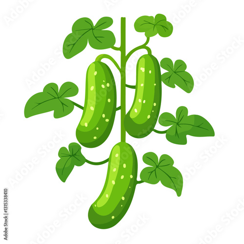 2D flat vector illustration Growing cucumber vines icon isolated on a white background.

