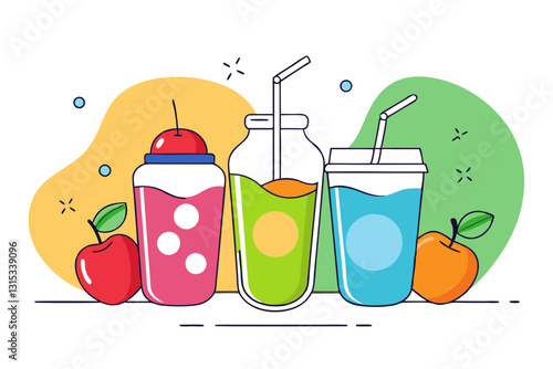 Healthy and Colorful Assorted Smoothie Jars with Fruit Blends