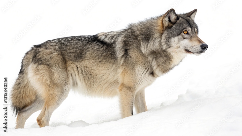 Naklejka premium Eurasian Wolf on White Background