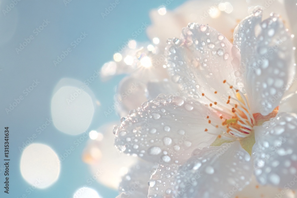 Fototapeta premium Spring Equinox, Delicate flower petals, soft pastel colors, gentle bokeh background, ideal for spring themes and nature designs.
