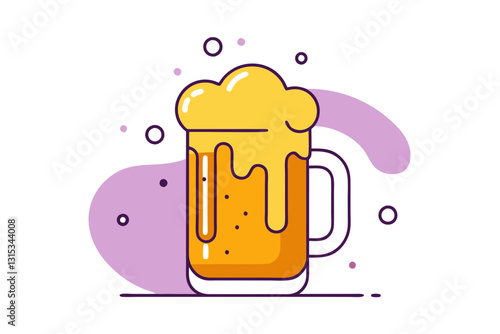 Bubbly Beer Mug Overflowing with Foam. A Cheers Moment