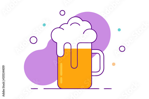 Bubbly Beer Mug Overflowing with Foam. A Cheers Moment
