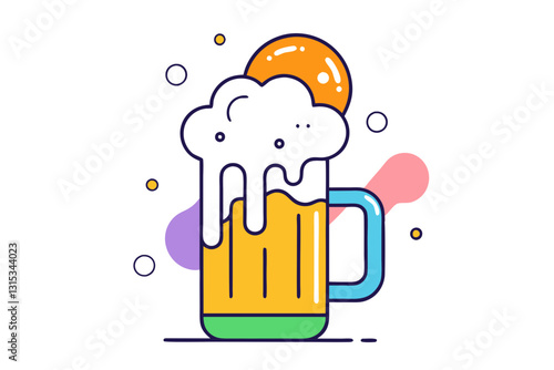 Bubbly Beer Mug Overflowing with Foam. A Cheers Moment