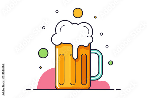 Bubbly Beer Mug Overflowing with Foam. A Cheers Moment