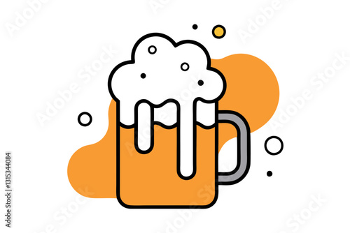 Bubbly Beer Mug Overflowing with Foam. A Cheers Moment