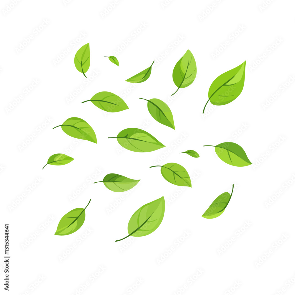 2D flat vector illustration Spring leaves fluttering in the wind icon isolated on a white background.
2D flat vector illustration Spring leaves fluttering in the wind icon isolated on a white background.