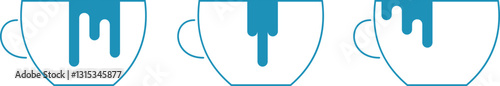 Coffee and tea cups with drips. Simple icons