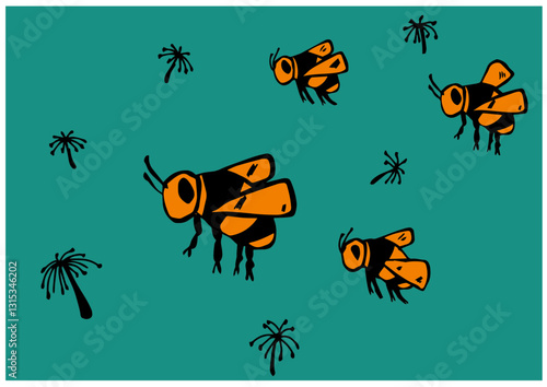Fliegende Hummeln, Bienen.