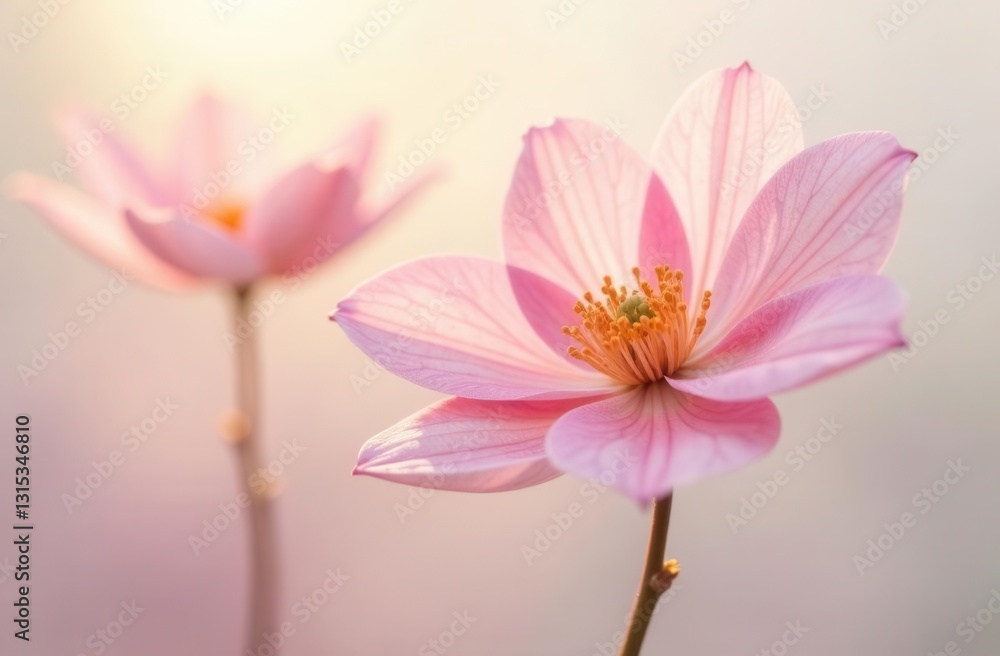 Delicate pink lotus flowers in soft light for nature and serenity themes Delicate pink lotus flowers in soft light for nature and serenity themes