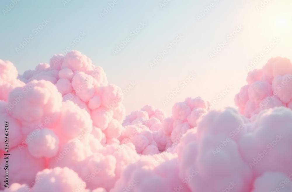 Fototapeta premium Dreamy cotton candy clouds in a serene sky at sunrise