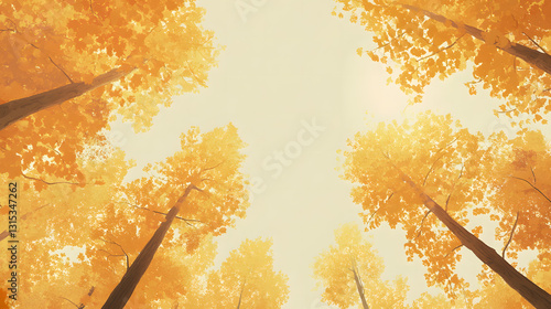 Golden Canopy An Autumnal Upward View of Trees