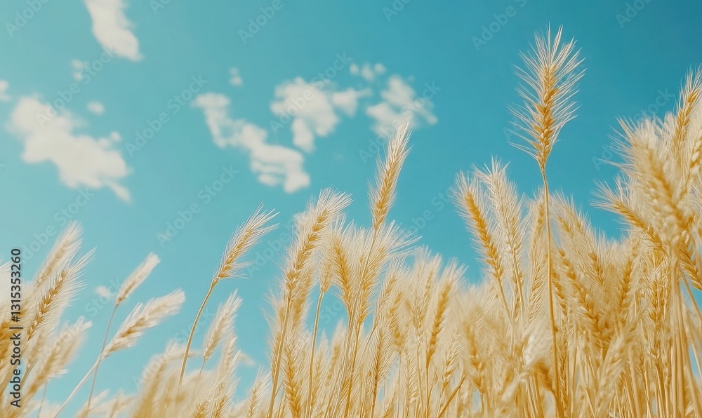 Golden wheat field swaying gently in the wind under a vivid blue sky, capturing the beauty and simplicity of rural life. Golden wheat field swaying gently in the wind under a vivid blue sky, capturing the beauty and simplicity of rural life.